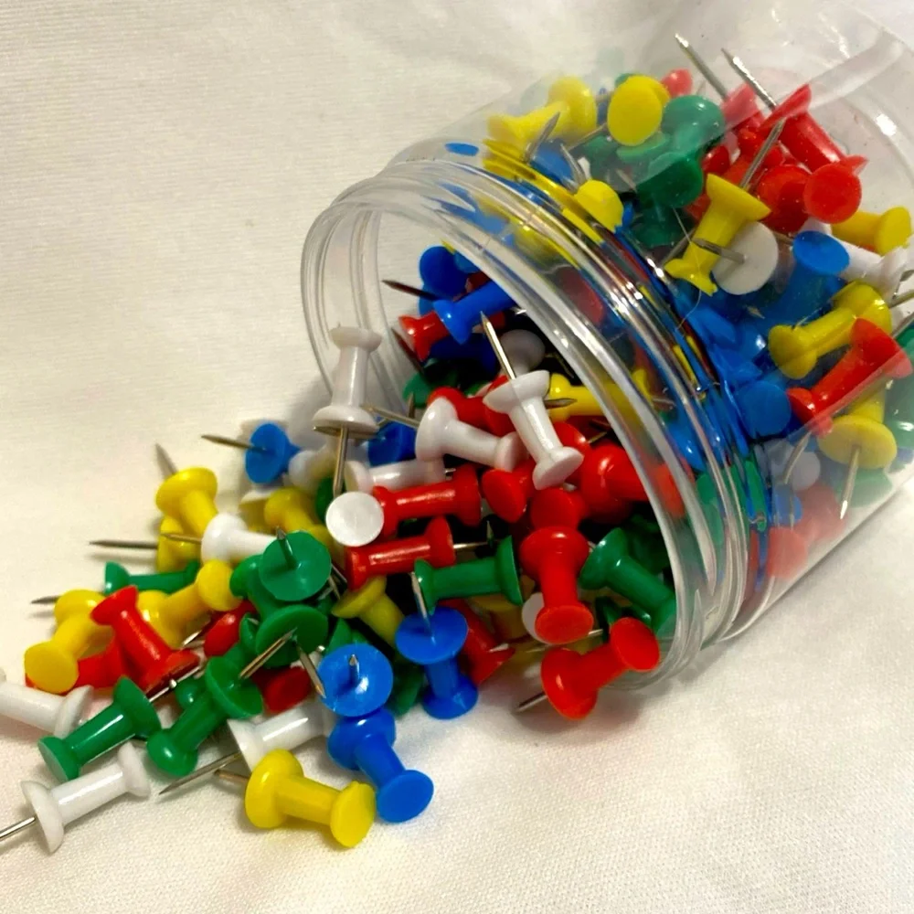 200 Count Push Pins Steel Point Assorted Colors